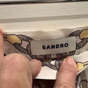 Sandro Ivory and Gold Patterned Scarf